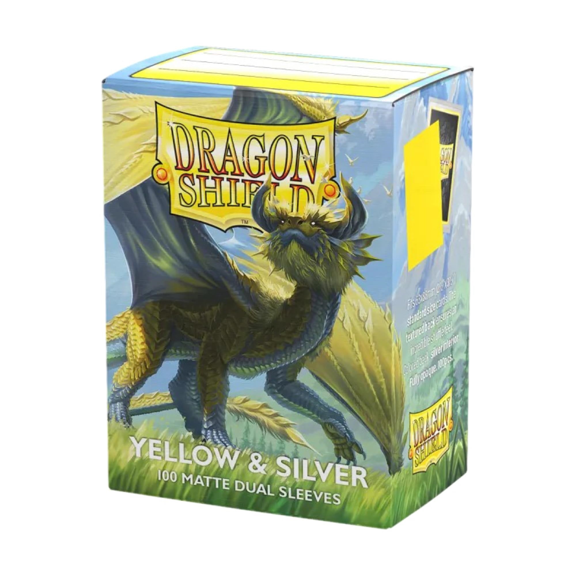 Dragon Shield | Matte Dual Standard Size Card Sleeves | 100ct - Smooth & Tough Premium TCG Sleeves - Compatible with Pokemon, One Piece, and Magic: The Gathering | Yellow & Silver