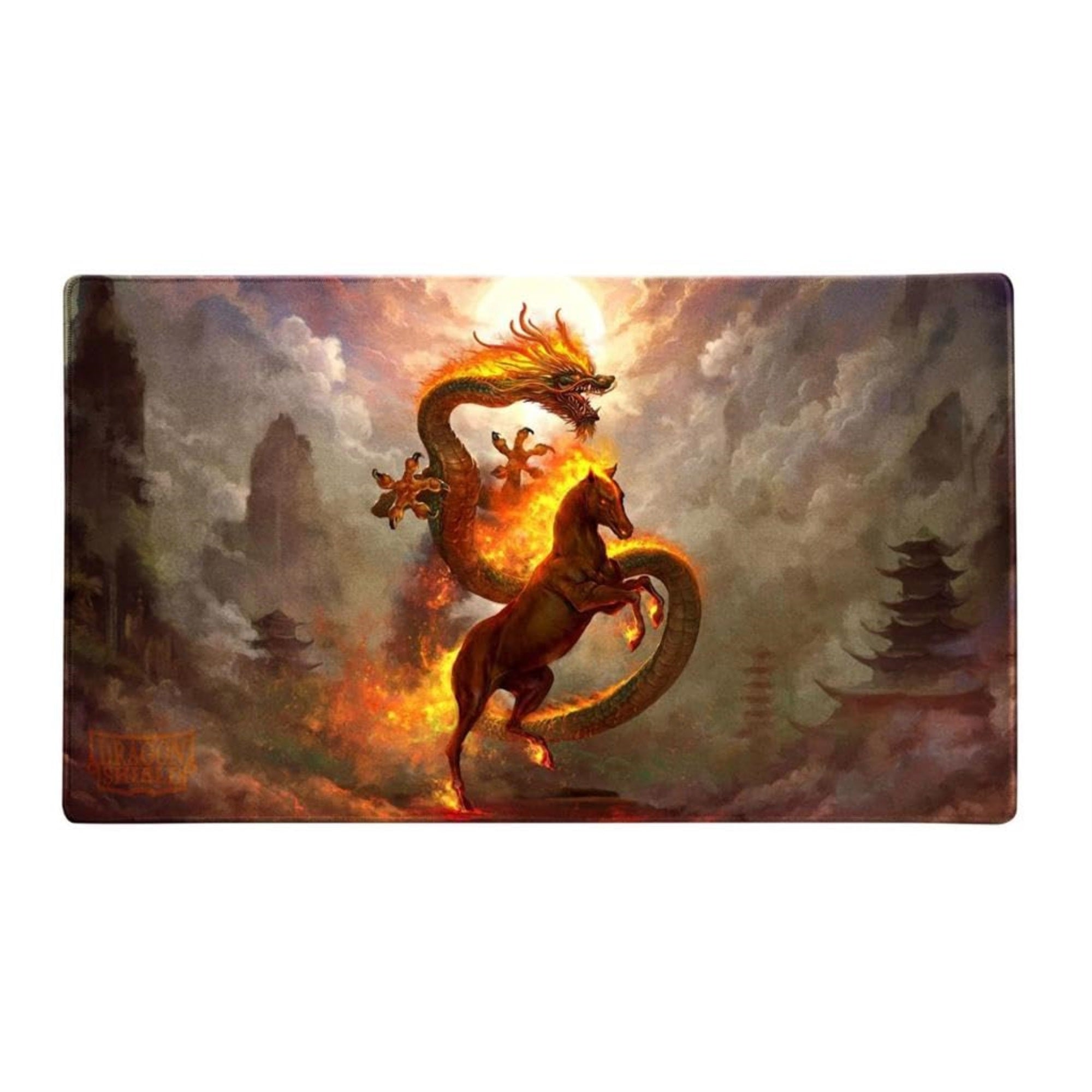Dragon Shield Playmat - Standard Size TCG Playmat with Stitched Edges & Non-Slip Rubber Backing - Included Tube for Transport & Protection | Fire Horse