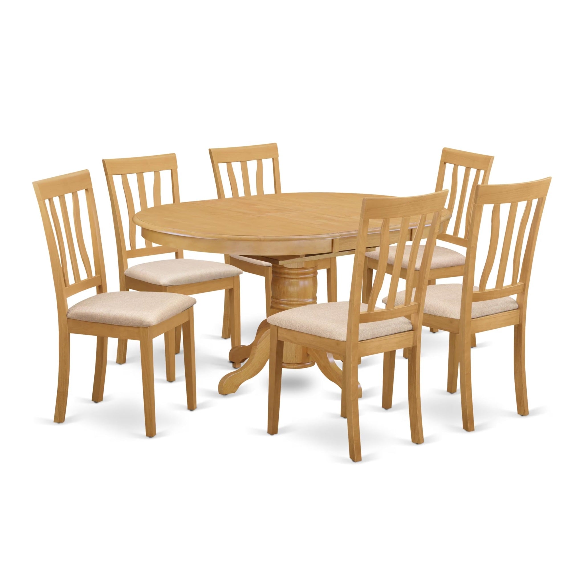 Casafoyer East-West Furniture Avat7-Oak-C Modern Dining Table Set- 6 Great Wooden Dining Room Chairs With Linen Fabric Seat - A Beautiful  Leaf Dining Table (Oak Finish)