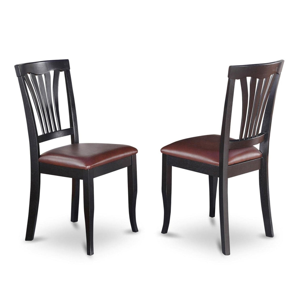Casafoyer Avon Dining Faux Leather Upholstered Wooden Chairs, Set Of 2, Black