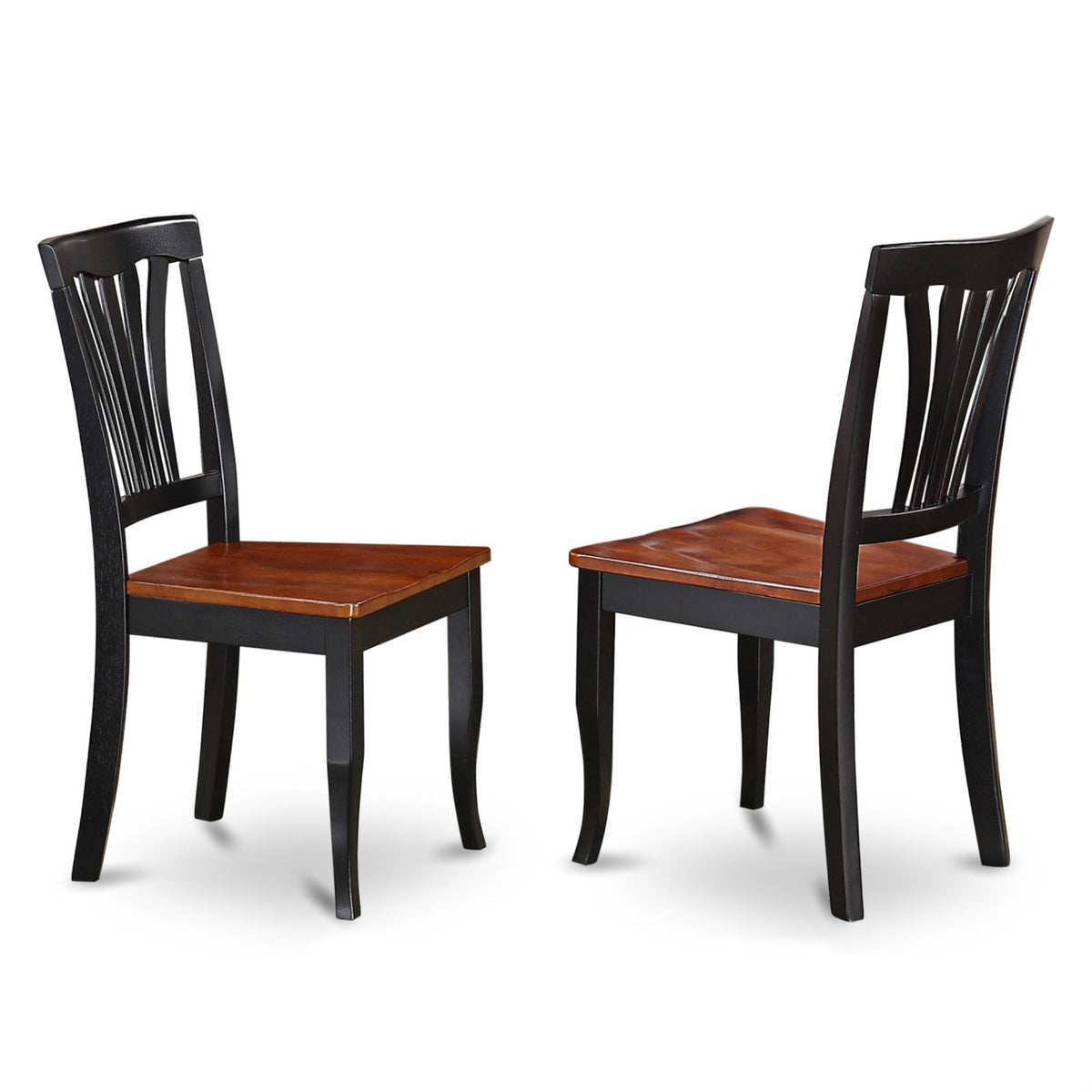 Casafoyer Avon Dining Room Slat Back Solid Wood Seat Chairs, Set Of 2, Black & Cherry