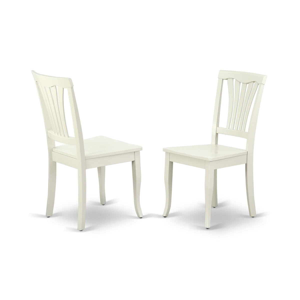 Casafoyer Avon Dining Slat Back Solid Wood Seat Chairs, Set Of 2, Linen White
