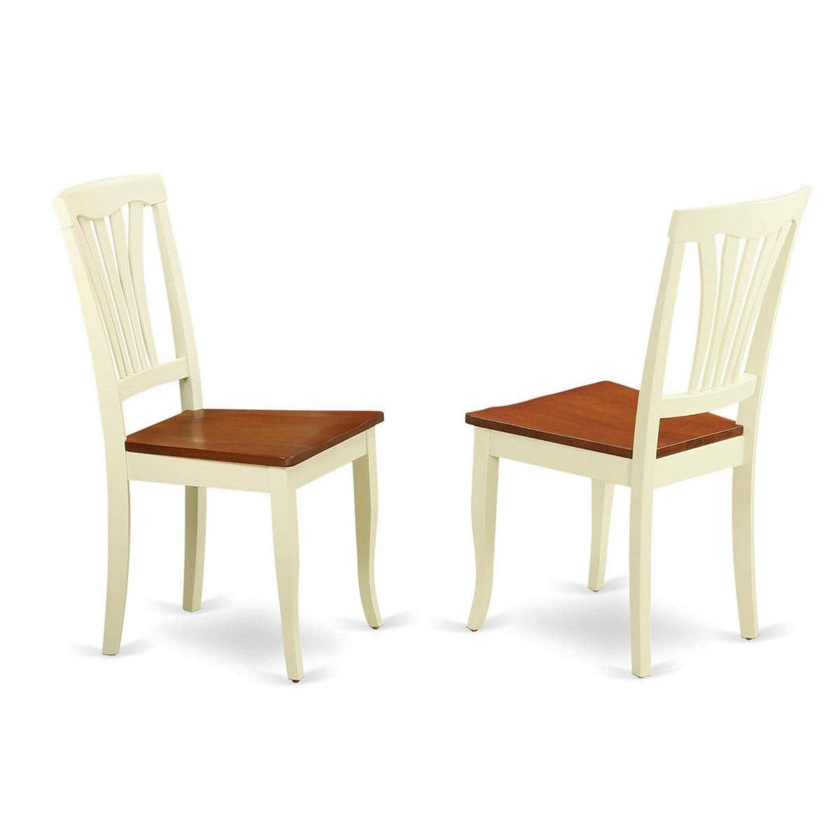 Casafoyer Avon Kitchen Dining Slat Back Solid Wood Seat Chairs, Set Of 2, Buttermilk & Cherry