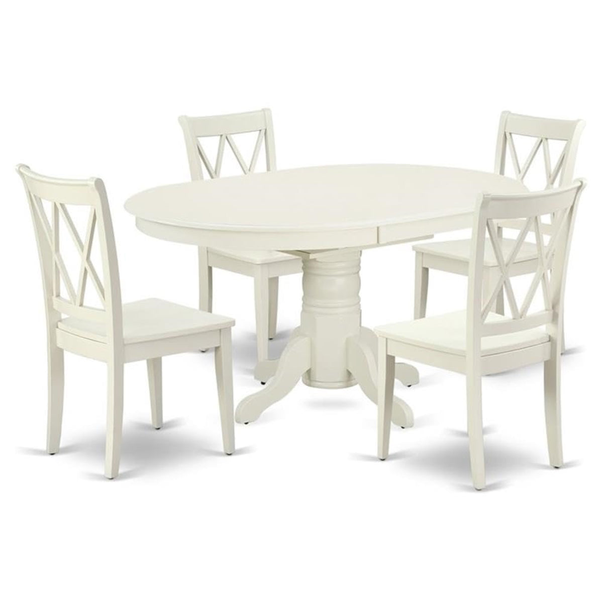 Casafoyer Avcl5-Lwh-W 5 Piece Dining Room Furniture Set Includes An Oval Kitchen Table With  Leaf And 4 Dining Chairs, 42X60 Inch, Linen White