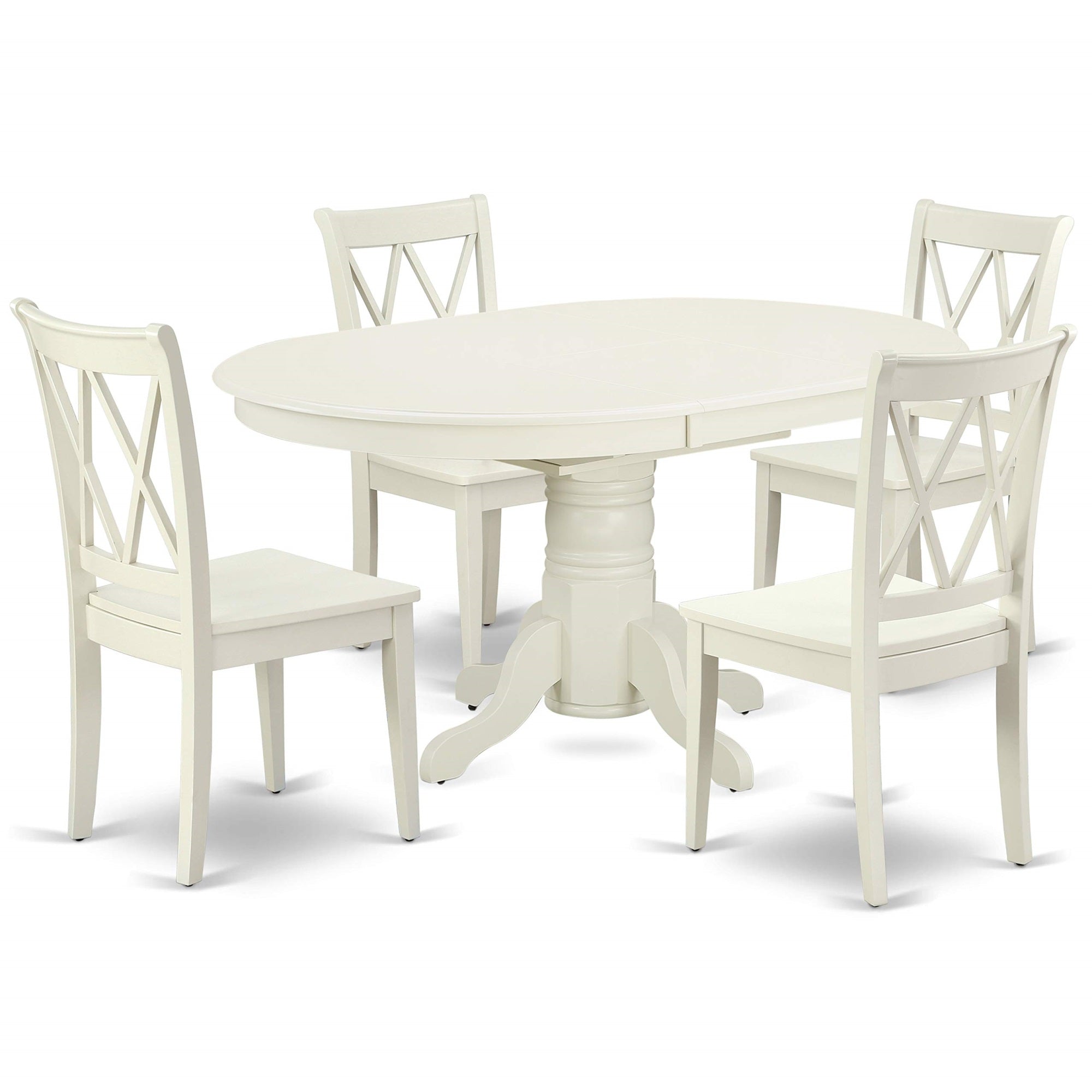 Ergode Avcl5-Lwh-W 5-Piece Dining Table Set, Wooden Chairs, Linen White, 42X60 Inch