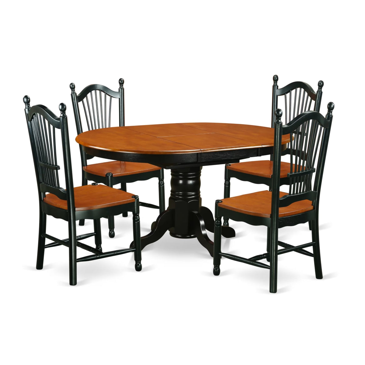 Casafoyer Avdo5-Bch-W 5 Piece Dining Room Furniture Set Includes An Oval Wooden Table With  Leaf And 4 Kitchen Dining Chairs, 42X60 Inch, Black & Cherry