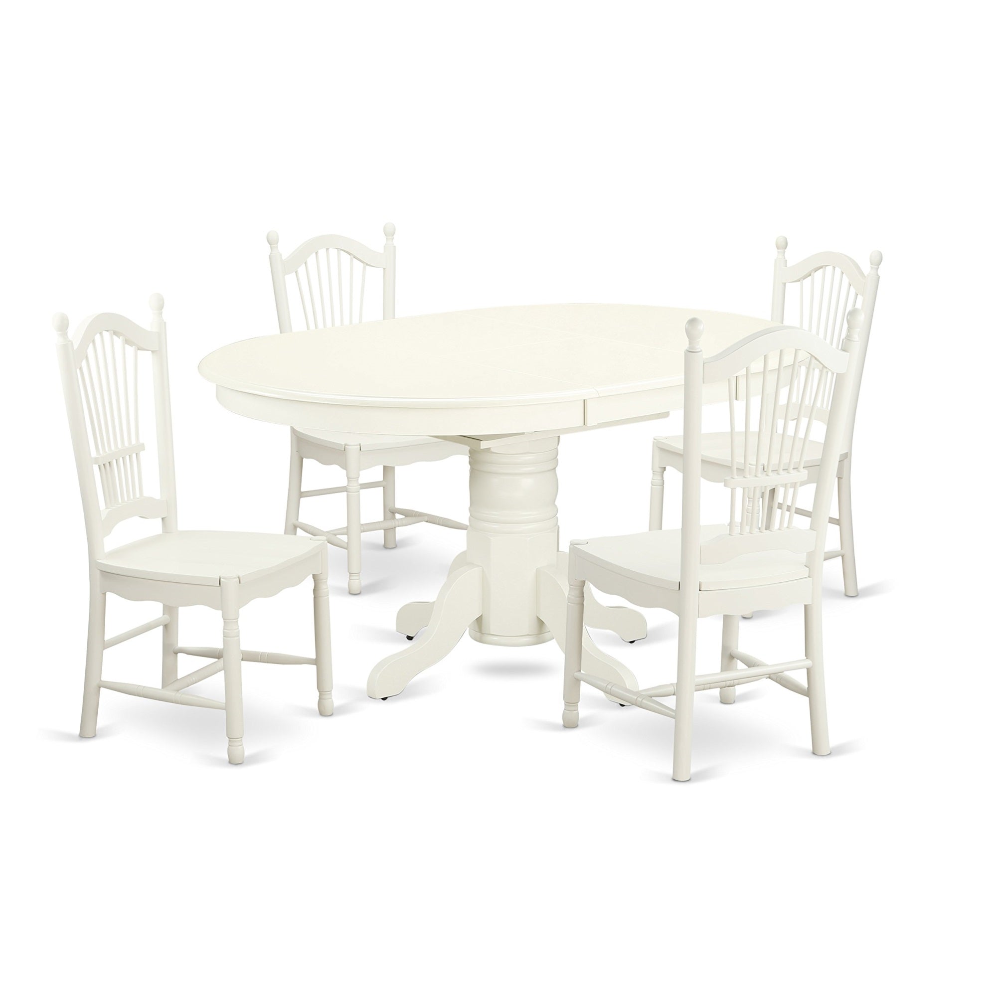 Ergode Wooden Dining Chairs & Dinner Table Set, 5-Piece Furniture Set With Butterfly Leaf Table & 4 Chairs, Asian Wood, Linen White, Classic & Contemporary Decor, Easy Assembly, 42X60 Inch