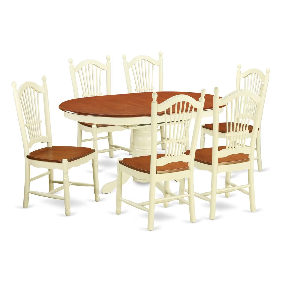 Casafoyer Avdo7-Whi-W Avon 7 Piece Modern Set Consist Of An Oval Wooden Table With  Leaf And 6 Dining Chairs, 42X60 Inch