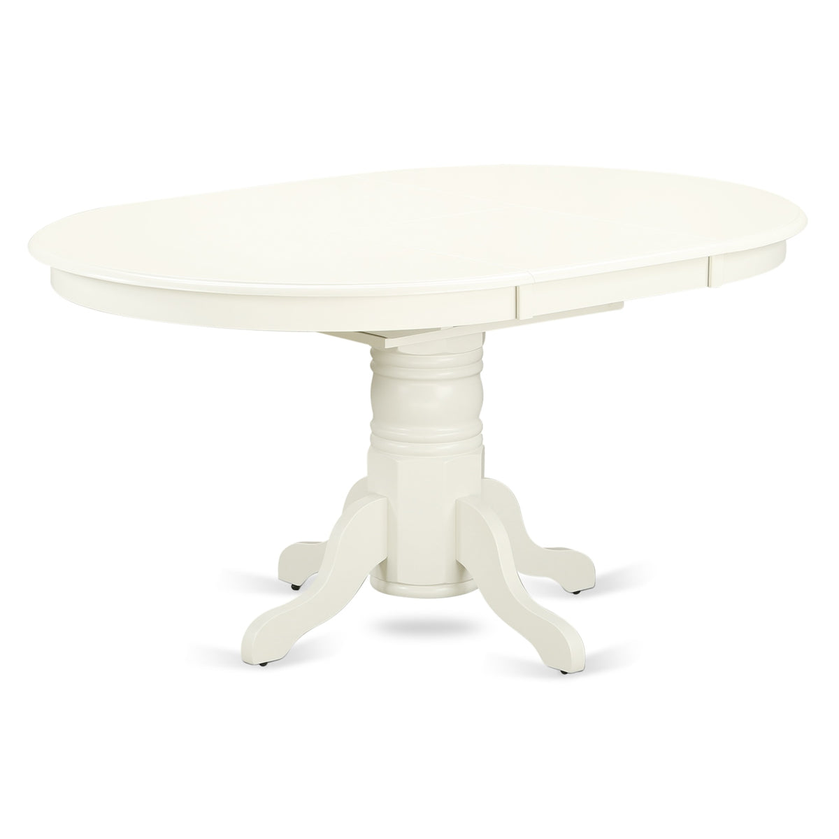 Warm And Inviting Kitchen Dinette Set , Oval Table With Butterfly Leaf And 4 Parson Chairs , Linen White Finish , Gray Fabric Upholstery