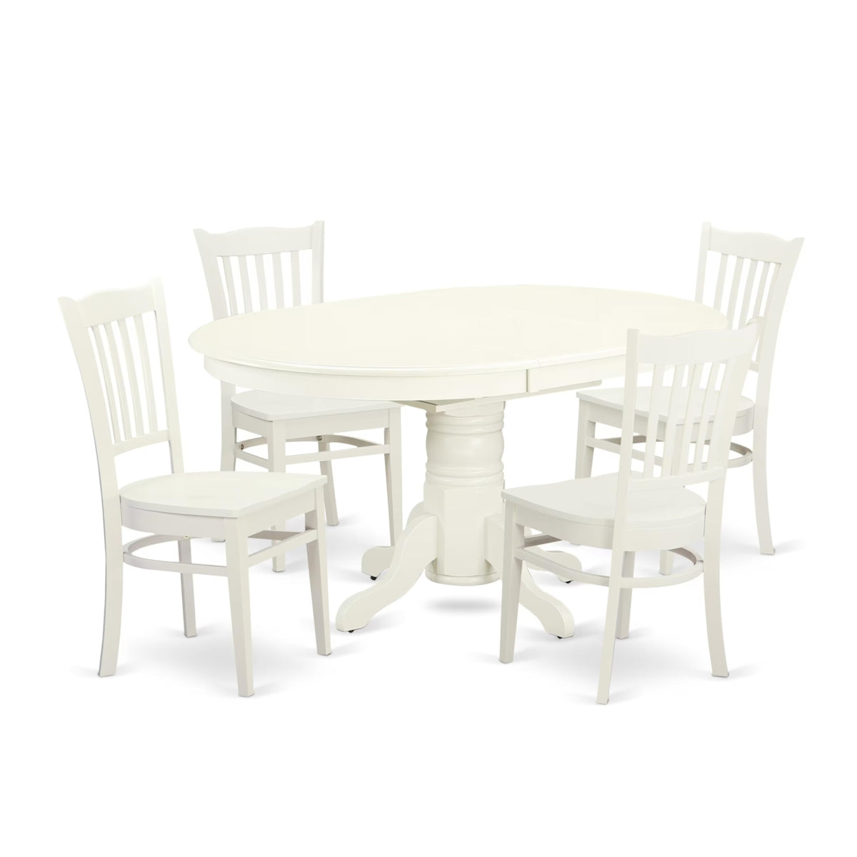 Casafoyer Avgr5-Lwh-W 5 Piece Dinette Set For 4 Includes An Oval Dining Room Table With  Leaf And 4 Kitchen Dining Chairs, 42X60 Inch, Linen White