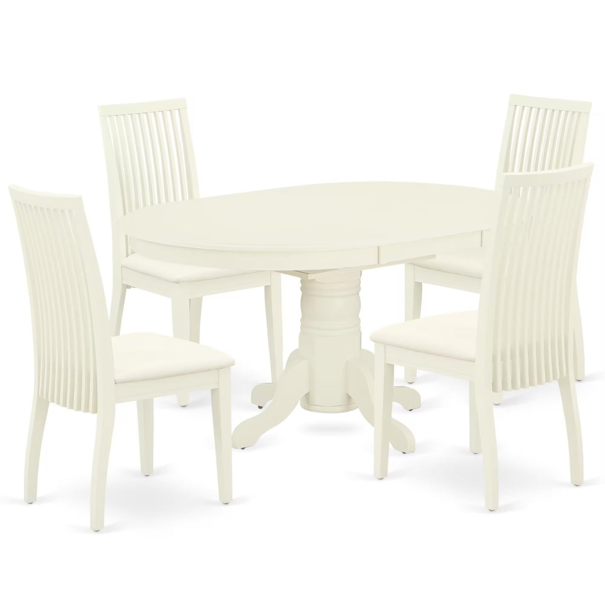 Casafoyer Avip5-Lwh-C 5 Piece Dinette Set For 4 Includes An Oval Dining Room Table With  Leaf And 4 Linen Fabric Kitchen Dining Chairs, 42X60 Inch, Linen White
