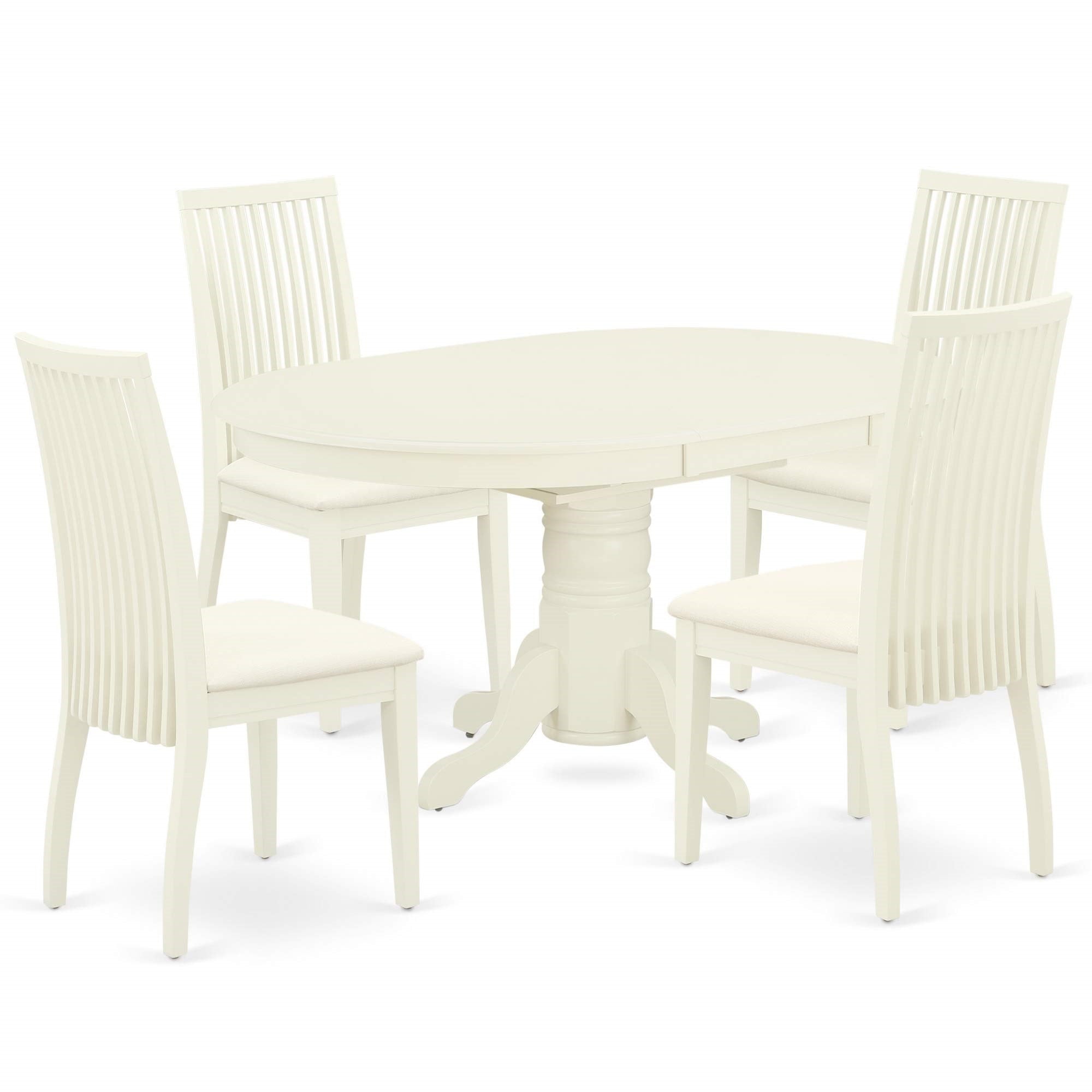 East West Furniture Avip5-Lwh-C Avon 5 Piece Dinette Set For 4 Includes An Oval Room Table With Butterfly Leaf And 4 Linen Fabric Kitchen Dining Chairs, 42X60 Inch