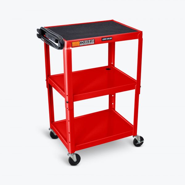 Luxor Red 42 Adj Height Cart W/ Cabinet