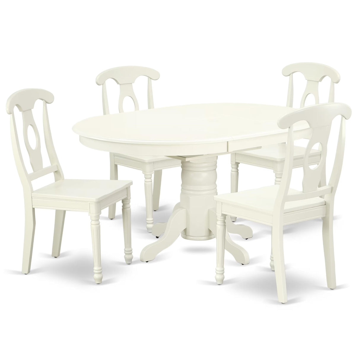 Casafoyer Avke5-Lwh-W Dinette Set - 4 Kitchen Dining Chairs With Wooden Seat - A Wonderful  Leaf Kitchen Table (Linen White Finish)