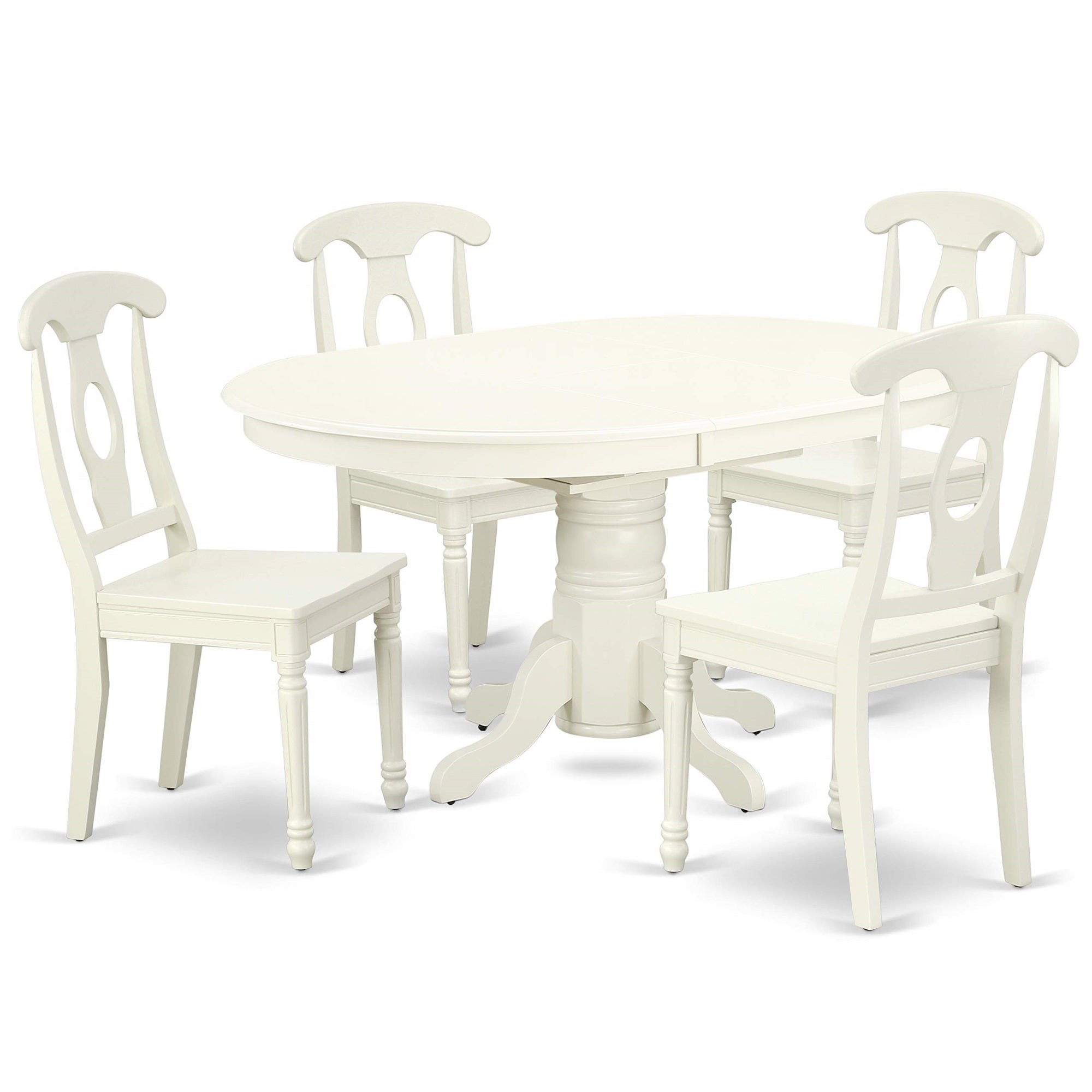 Ergode Avke5-Lwh-W Dining Table Set, 5-Piece Wooden Dinette, Oval Kitchen Table & 4 Chairs, Linen White Finish, Sturdy & Stylish, Easy Assembly, Dimensions: 60/42X42X30, Perfect For Any Home Decor
