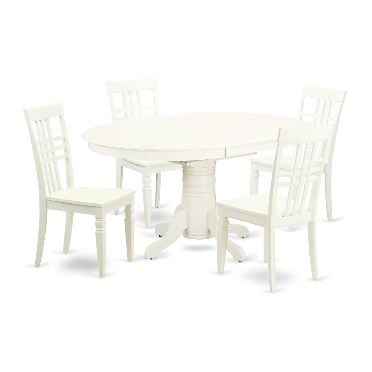 Casafoyer Avlg5-Lwh-W 5 Piece Dinette Set For 4 Includes An Oval Dining Table With  Leaf And 4 Dining Room Chairs, 42X60 Inch, Linen White