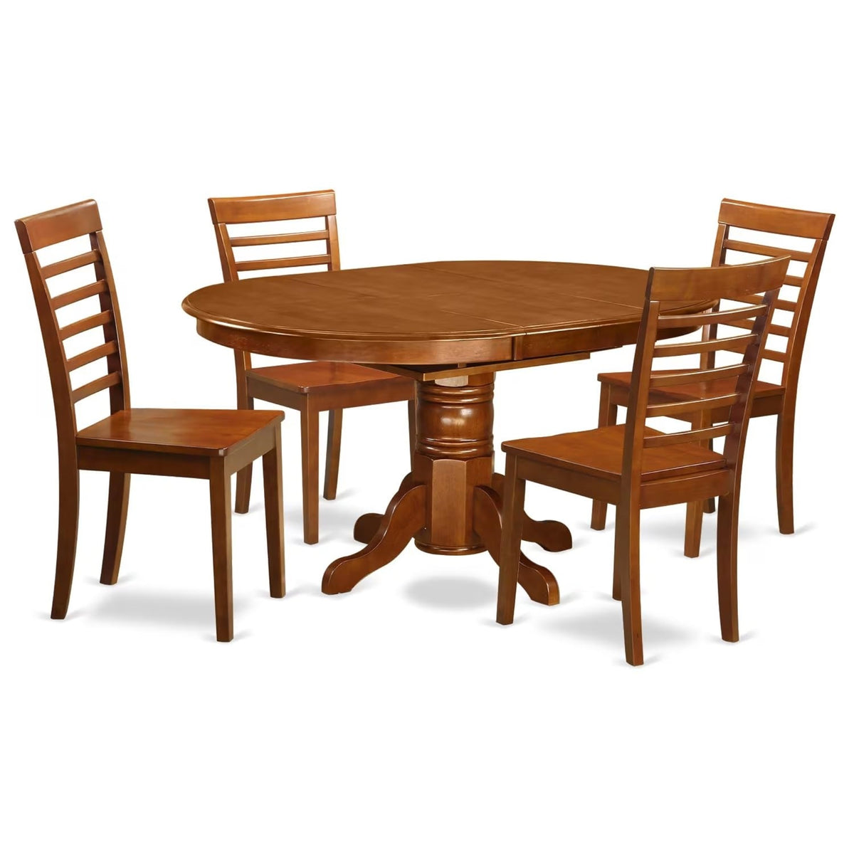 Casafoyer Avml5-Sbr-W Avon 5 Piece Room Set Includes An Oval Kitchen Table With  Leaf And 4 Dining Chairs, 42X60 Inch, Saddle Brown