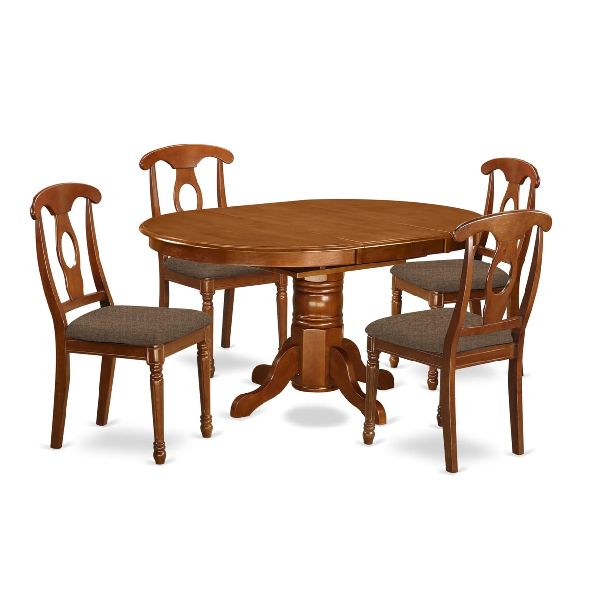Casafoyer Avna5-Sbr-C Avon 5 Piece Set For 4 Includes An Oval Table With  Leaf And 4 Linen Fabric Kitchen Dining Chairs, 42X60 Inch