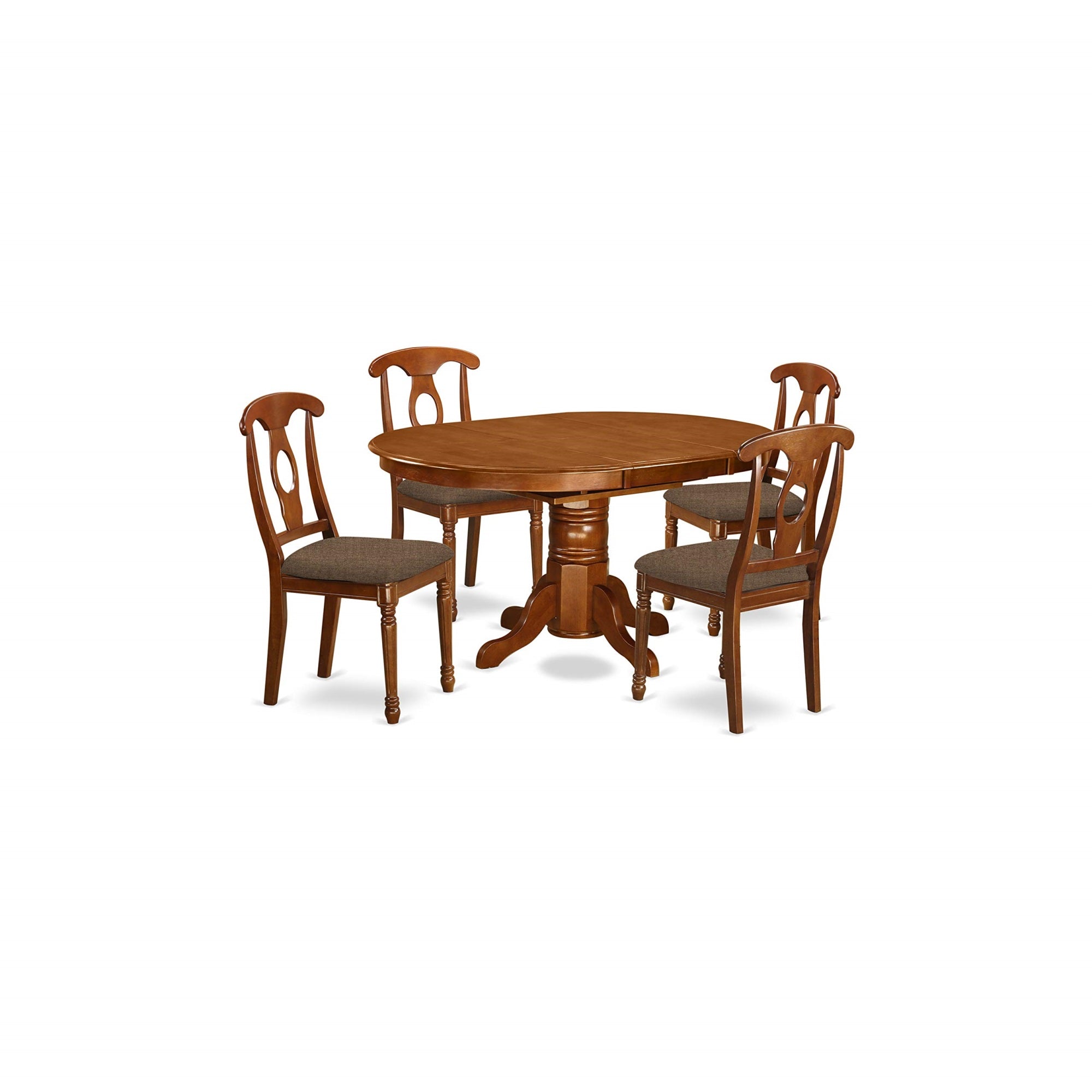 East West Furniture Avna5-Sbr-C Avon 5 Piece Set For 4 Includes An Oval Table With Butterfly Leaf And 4 Linen Fabric Kitchen Dining Chairs, 42X60 Inch