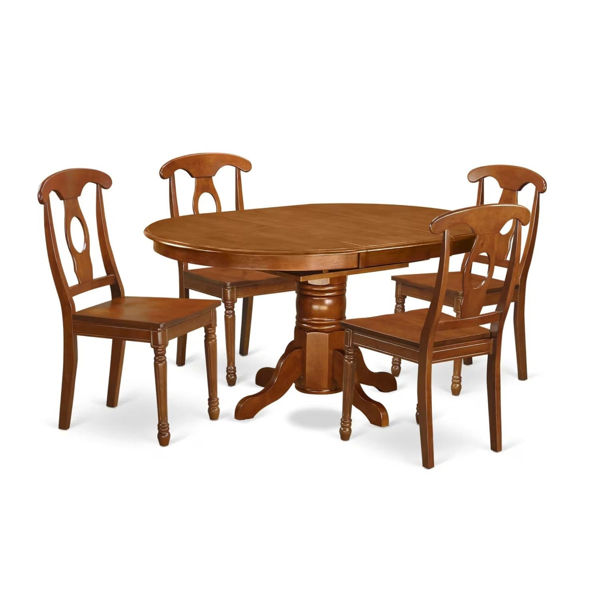Casafoyer Avna5-Sbr-W Avon 5 Piece Modern Set Includes An Oval Wooden Table With  Leaf And 4 Dining Chairs, 42X60 Inch