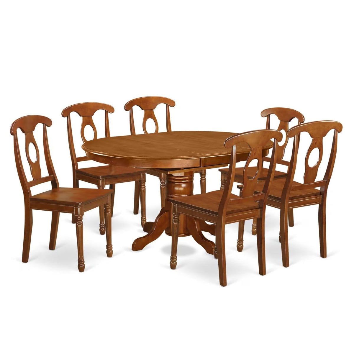 Casafoyer Avna7-Sbr-W 7 Piece Dining Table Set Consist Of An Oval Wooden Table With  Leaf And 6 Dining Room Chairs, 42X60 Inch, Saddle Brown