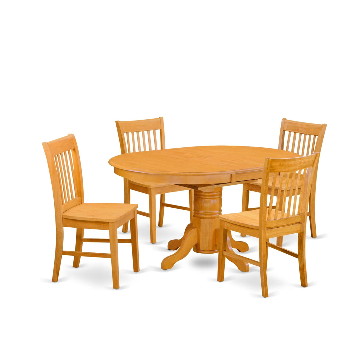 Casafoyer Avno5-Oak-W Avon 5 Piece Dinette Set For 4 Includes An Oval Table With  Leaf And 4 Dining Room Chairs, 42X60 Inch, Oak