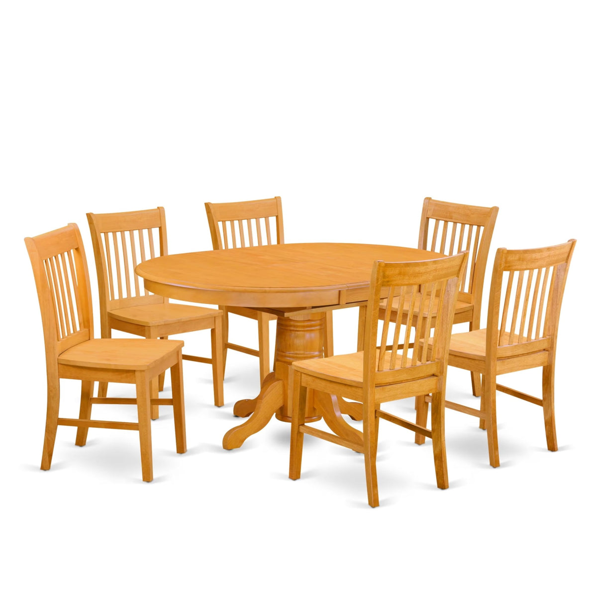 Casafoyer Avno7-Oak-W Avon 7 Piece Set Consist Of An Oval Dining Table With  Leaf And 6 Kitchen Chairs, 42X60 Inch, Oak