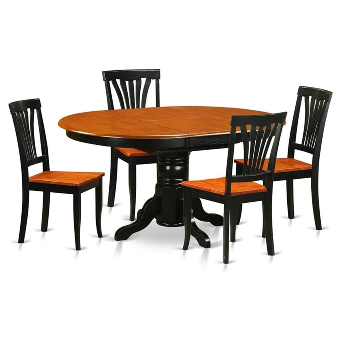 Casafoyer Avon 5 Piece Set Includes An Oval Dining Room Table With  Leaf And 4 Kitchen Chairs, 42X60 Inch, Black & Cherry