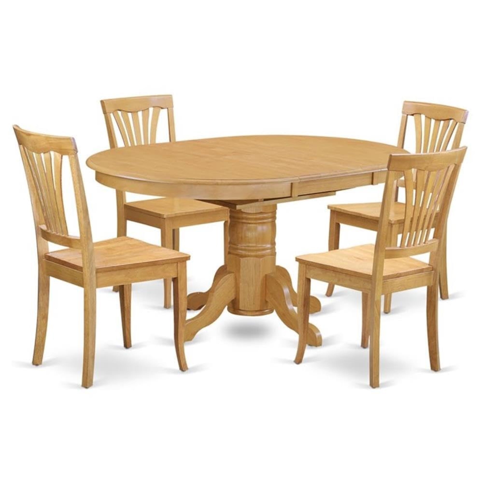 Casafoyer Avon 5 Piece Dinette Set For 4 Includes An Oval Room Table With  Leaf And 4 Kitchen Dining Chairs, 42X60 Inch, Oak