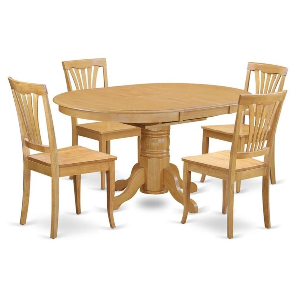 Casafoyer Avon 5 Piece Dinette Set For 4 Includes An Oval Room Table With  Leaf And 4 Kitchen Dining Chairs, 42X60 Inch, Oak