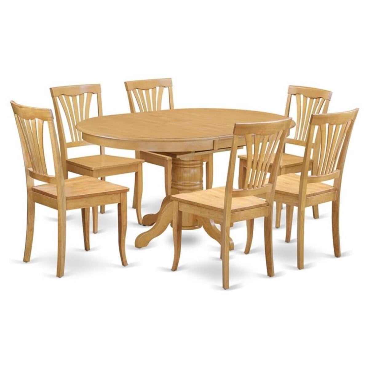 Casafoyer Avon 7 Piece Set Consist Of An Oval Dining Room Table With  Leaf And 6 Wood Seat Chairs, 42X60 Inch, Oak