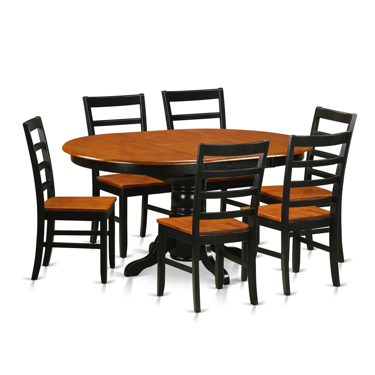 Casafoyer Avpf7-Bch-W Avon 7 Piece Kitchen Set Consist Of An Oval Table With  Leaf And 6 Dining Room Chairs, 42X60 Inch