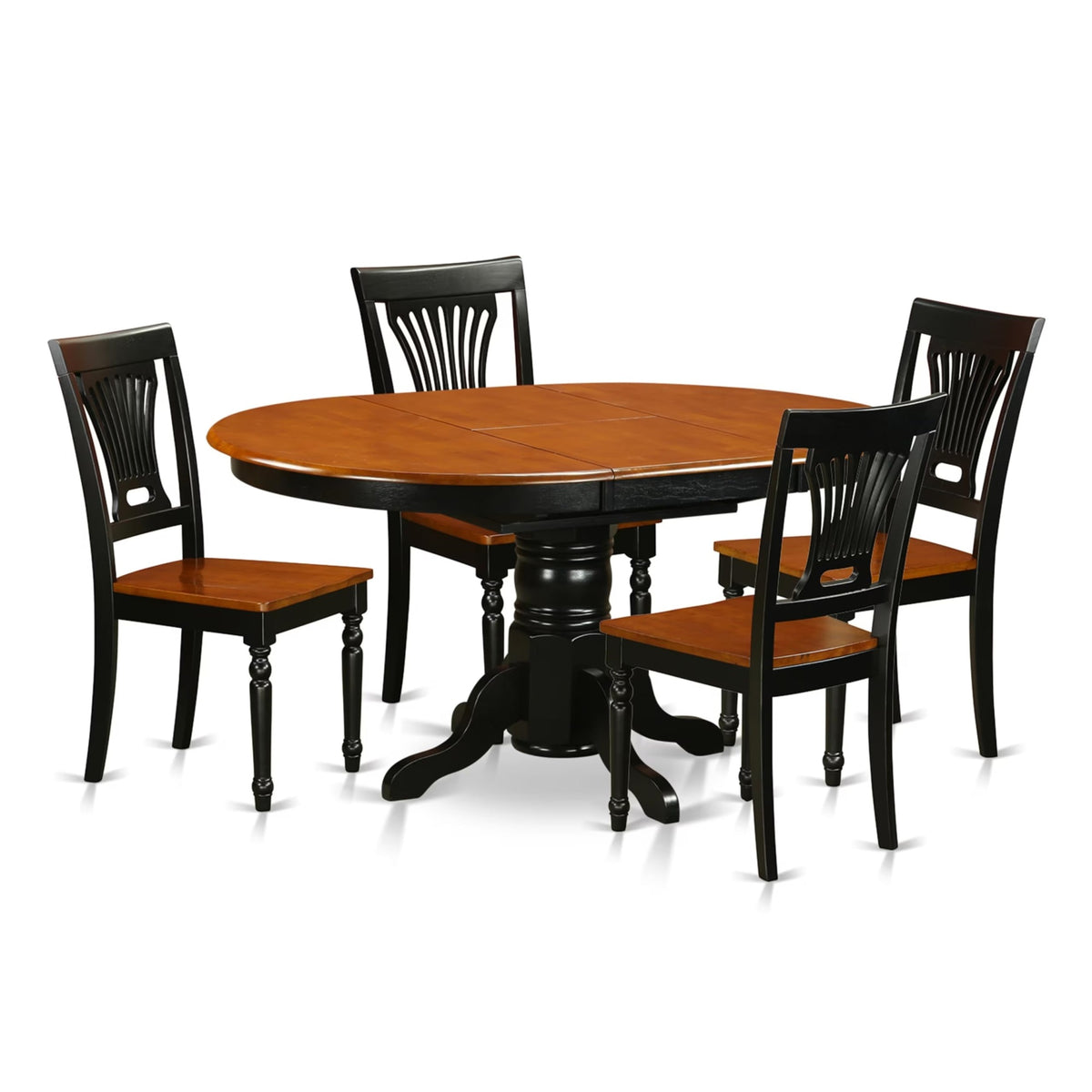 Casafoyer Avpl5-Bch-W Avon 5 Piece Kitchen Set For 4 Includes An Oval Dining Room Table With  Leaf And 4 Solid Wood Seat Chairs, 42X60 Inch