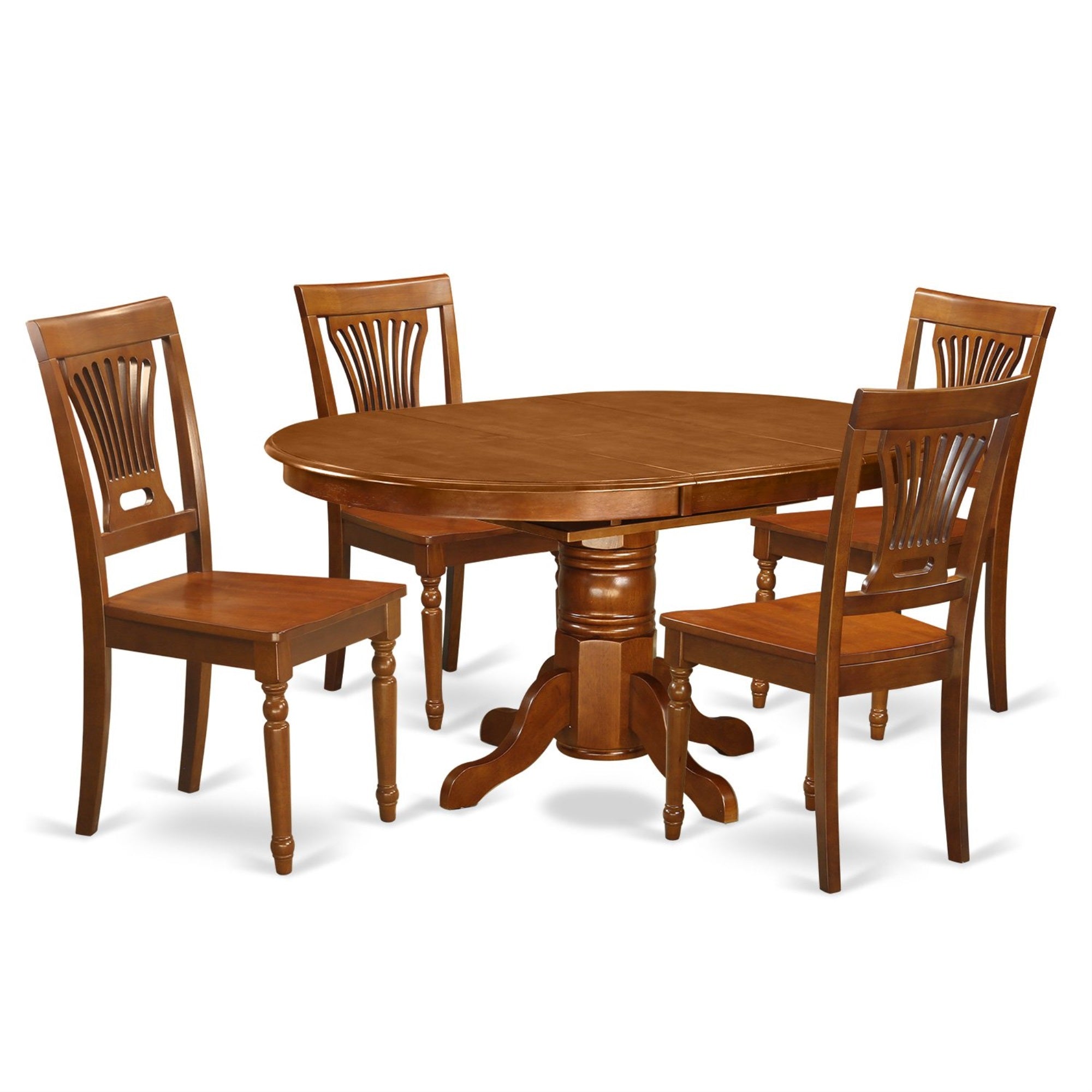 Ergode Avpl5-Sbr-W 3 Piece Dining Set, Saddle Brown Oval Table Top, Slatted Back Chairs, Asian Wood Construction, 60/42X42X30, 300 Lbs Capacity