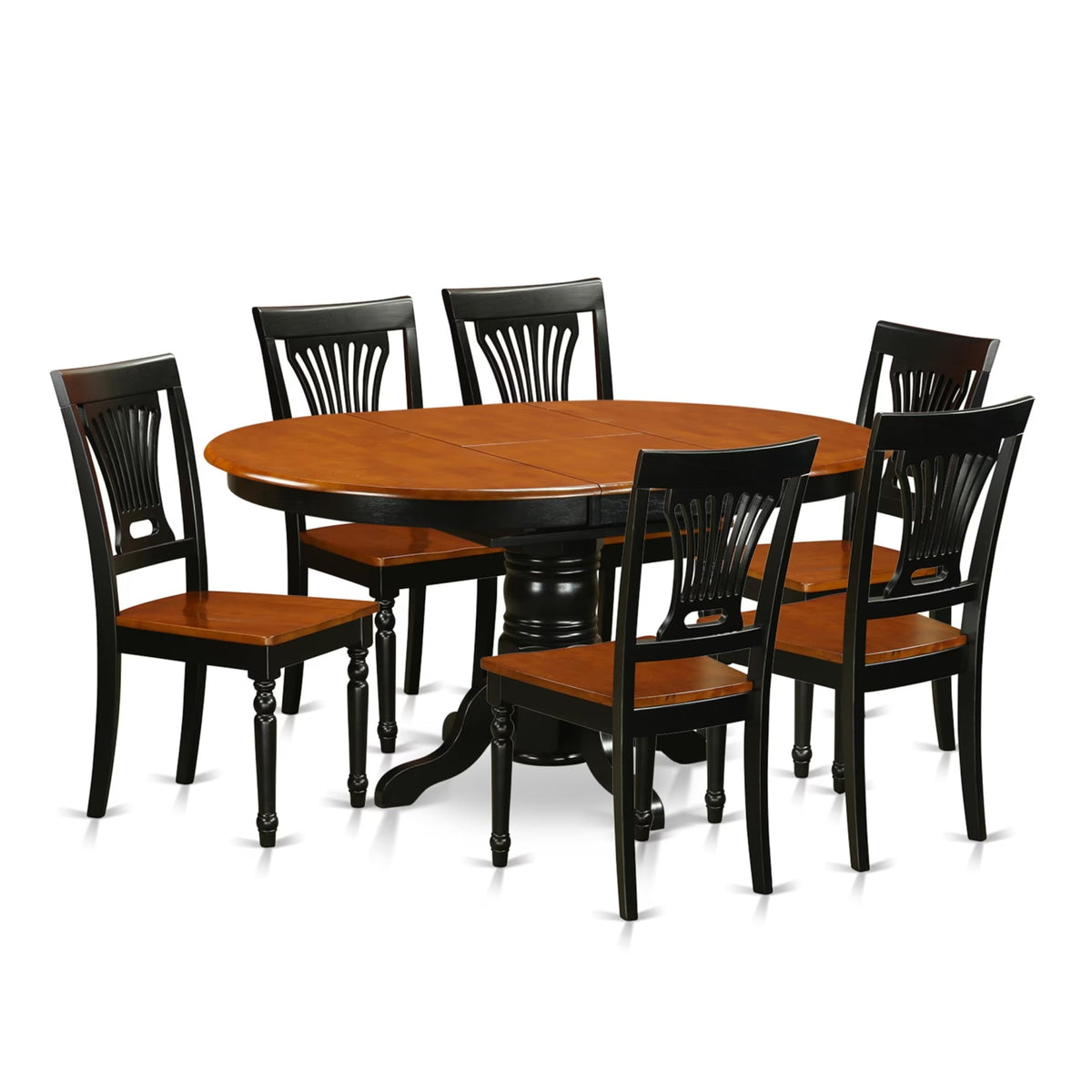 Casafoyer Avpl7-Bch-W 7 Piece Dining Room Furniture Set Consist Of An Oval Kitchen Table With  Leaf And 6 Dining Chairs, 42X60 Inch, Black & Cherry