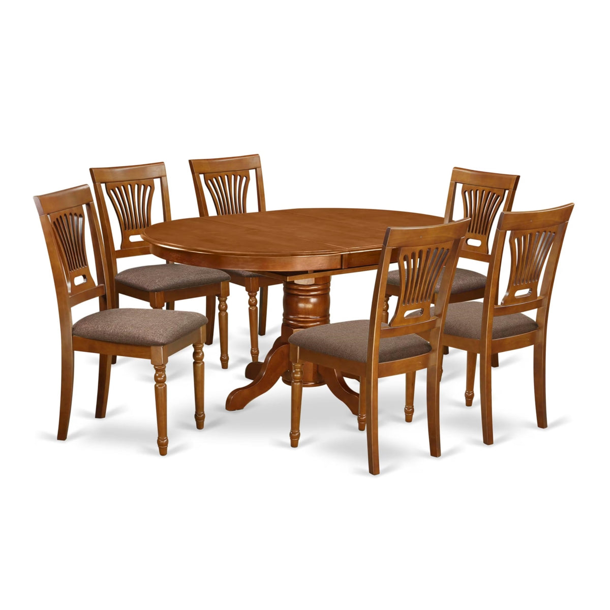 Casafoyer Avpl7-Sbr-C Avon 7 Piece Set Consist Of An Oval Dining Room Table With  Leaf And 6 Linen Fabric Upholstered Chairs, 42X60 Inch