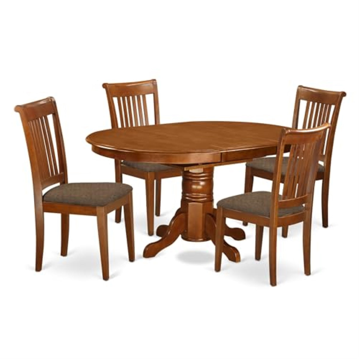 Casafoyer Avpo5-Sbr-C Avon 5 Piece Set Includes An Oval Dining Room Table With  Leaf And 4 Linen Fabric Upholstered Kitchen Chairs, 42X60 Inch