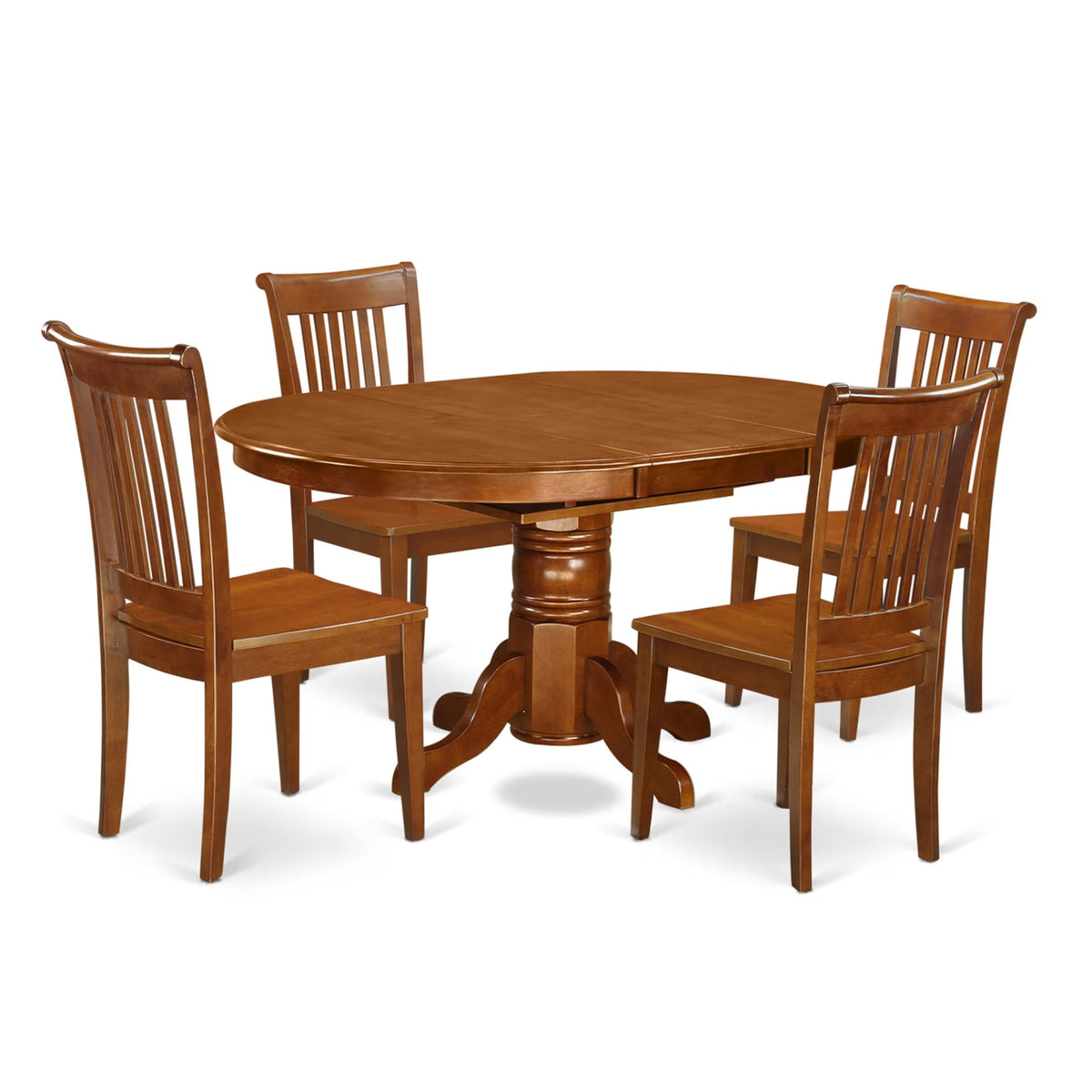 Casafoyer Avpo5-Sbr-W Avon 5 Piece Room Set Includes An Oval Kitchen Table With  Leaf And 4 Dining Chairs, 42X60 Inch