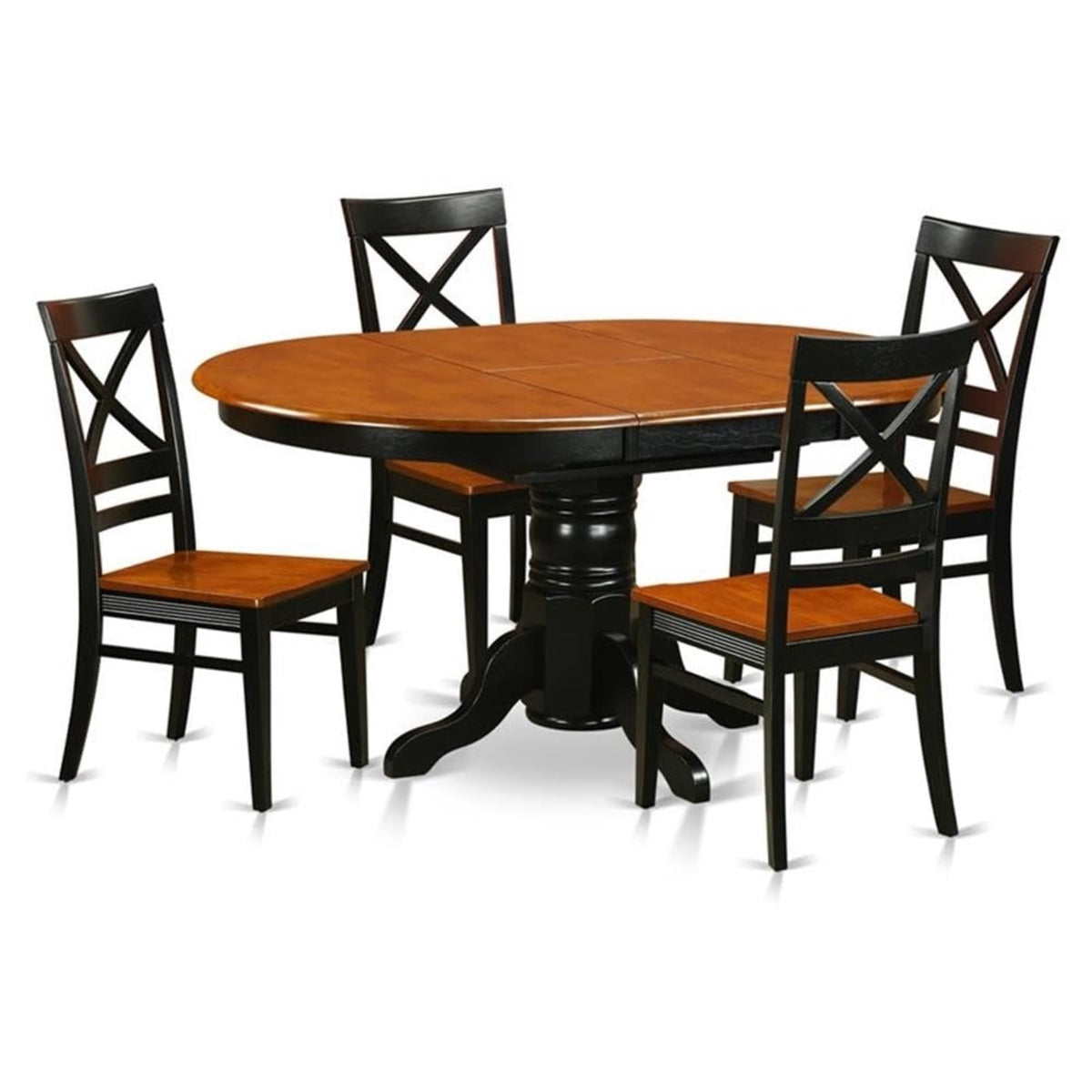Casafoyer Avqu5-Bch-W Avon 5 Piece Dinette Set For 4 Includes An Oval Room Table With  Leaf And 4 Kitchen Dining Chairs, Black & Cherry