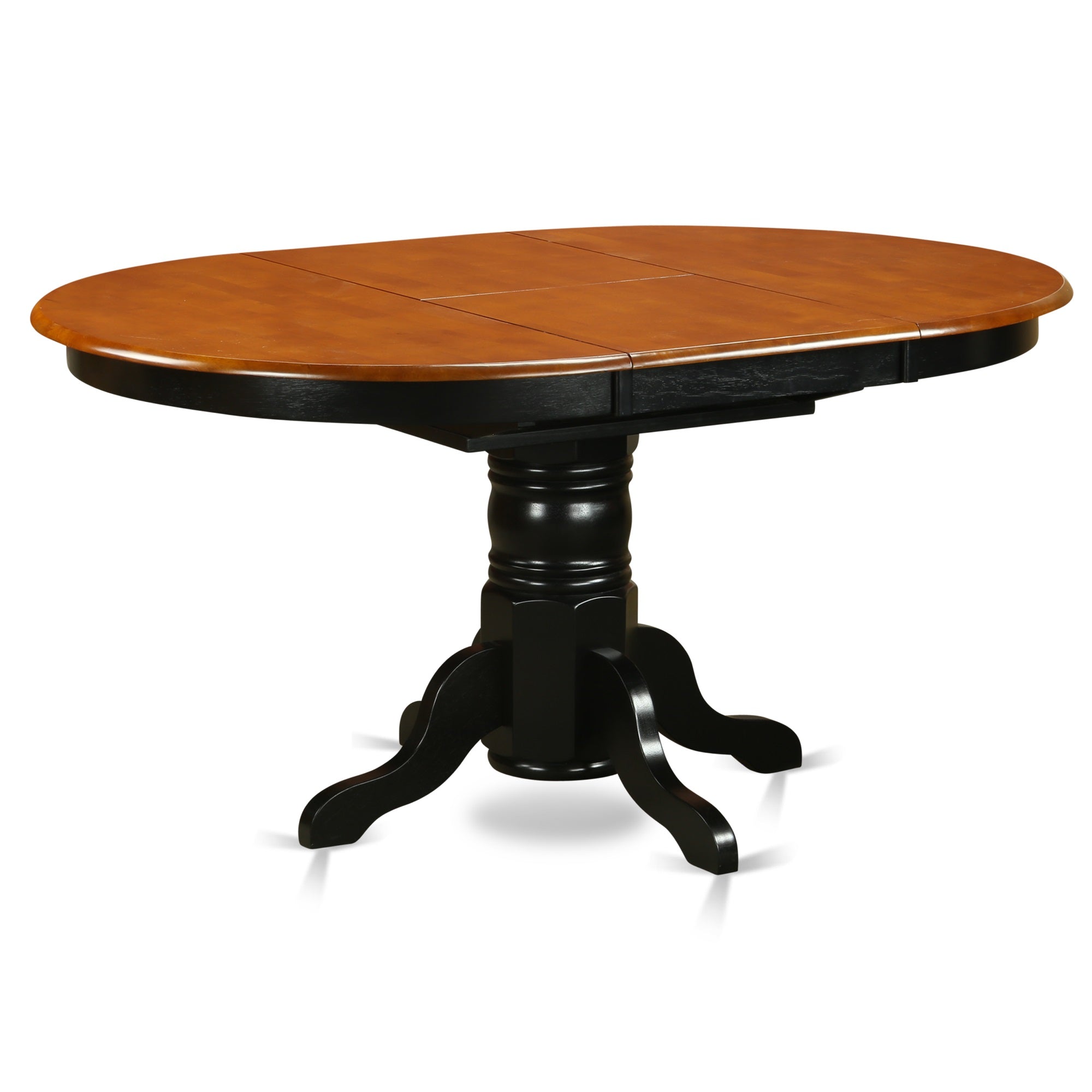 7-Piece Dining Set: Round Table With Carved Wood Pedestal & 6 Wooden Chairs - High-Quality Asian Hardwood - Cherry-Black Color - Elegant & Durable