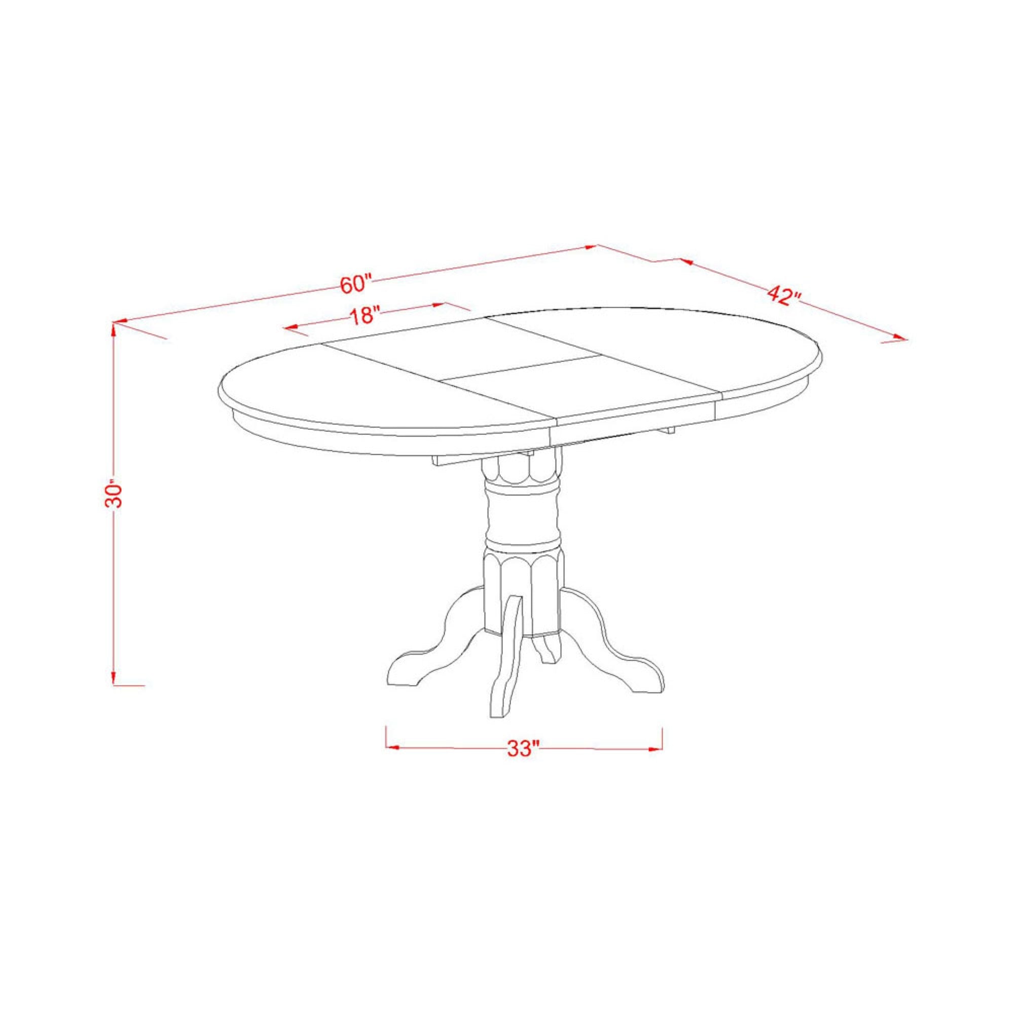 Avsi5-Lwh-15 Dining Room Table Set - 4 Parson Chairs In Baby Blue Linen Fabric + 18' Butterfly Leaf Oval Pedestal Kitchen Table In Linen White
