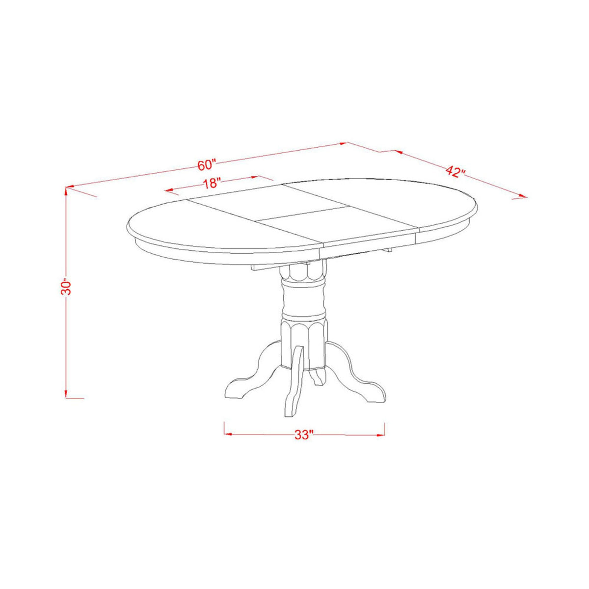Avsi5-Lwh-15 Dining Room Table Set - 4 Parson Chairs In Baby Blue Linen Fabric + 18' Butterfly Leaf Oval Pedestal Kitchen Table In Linen White