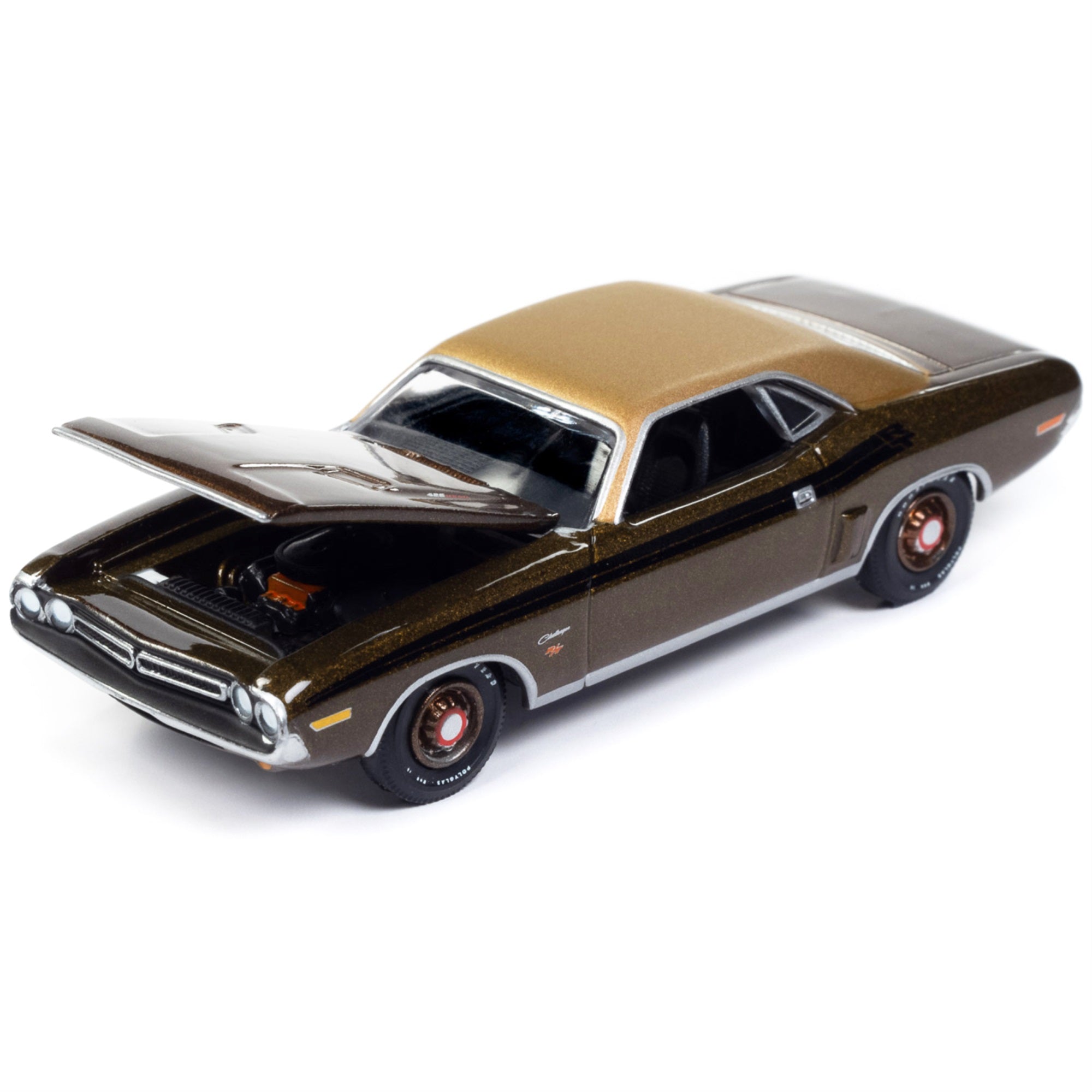 1971 Dodge Challenger R/T Dark Gold Metallic with Gold Vinyl Roof “Mecum Auctions” Limited Edition to 2496 pieces Worldwide “Premium” Series 1/64 Diecast Model Car by Auto World