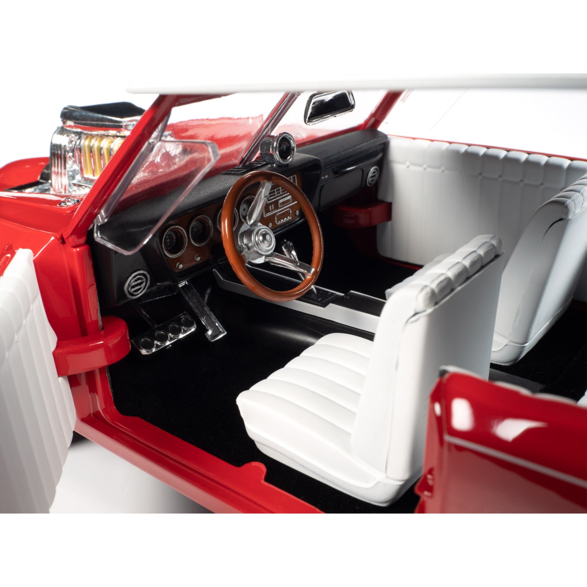Monkeemobile Red with White Top and Interior “The Monkees” with Four Monkees Figure Cutouts “Silver Screen Machines” Series 1/18 Diecast Model Car by Auto World