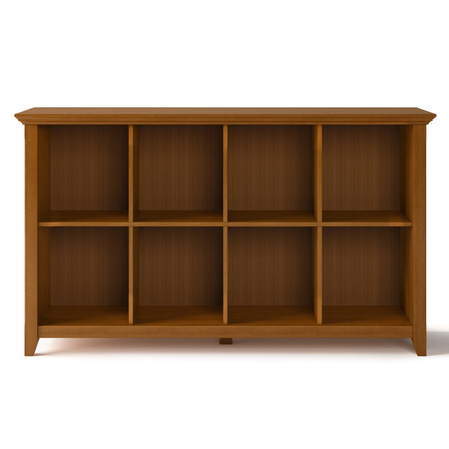 Acadian Solid Wood 57 Inch Wide Transitional 8 Cube Storage Sofa Table In Light Golden Brown