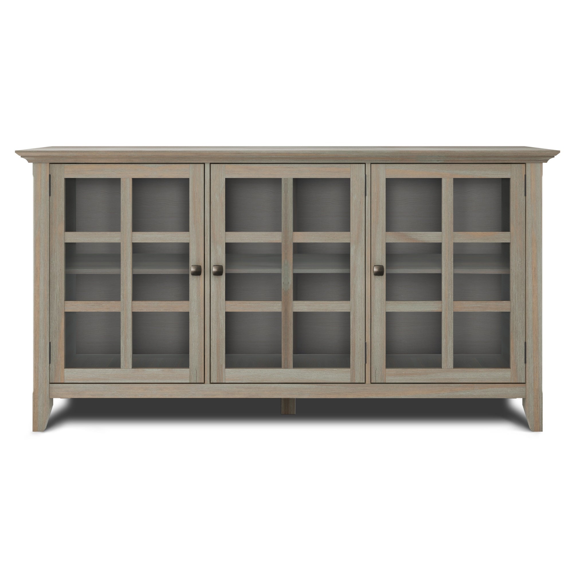 Acadian Solid Wood 62 Inch Wide Transitional Wide Storage Cabinet In Distressed Grey