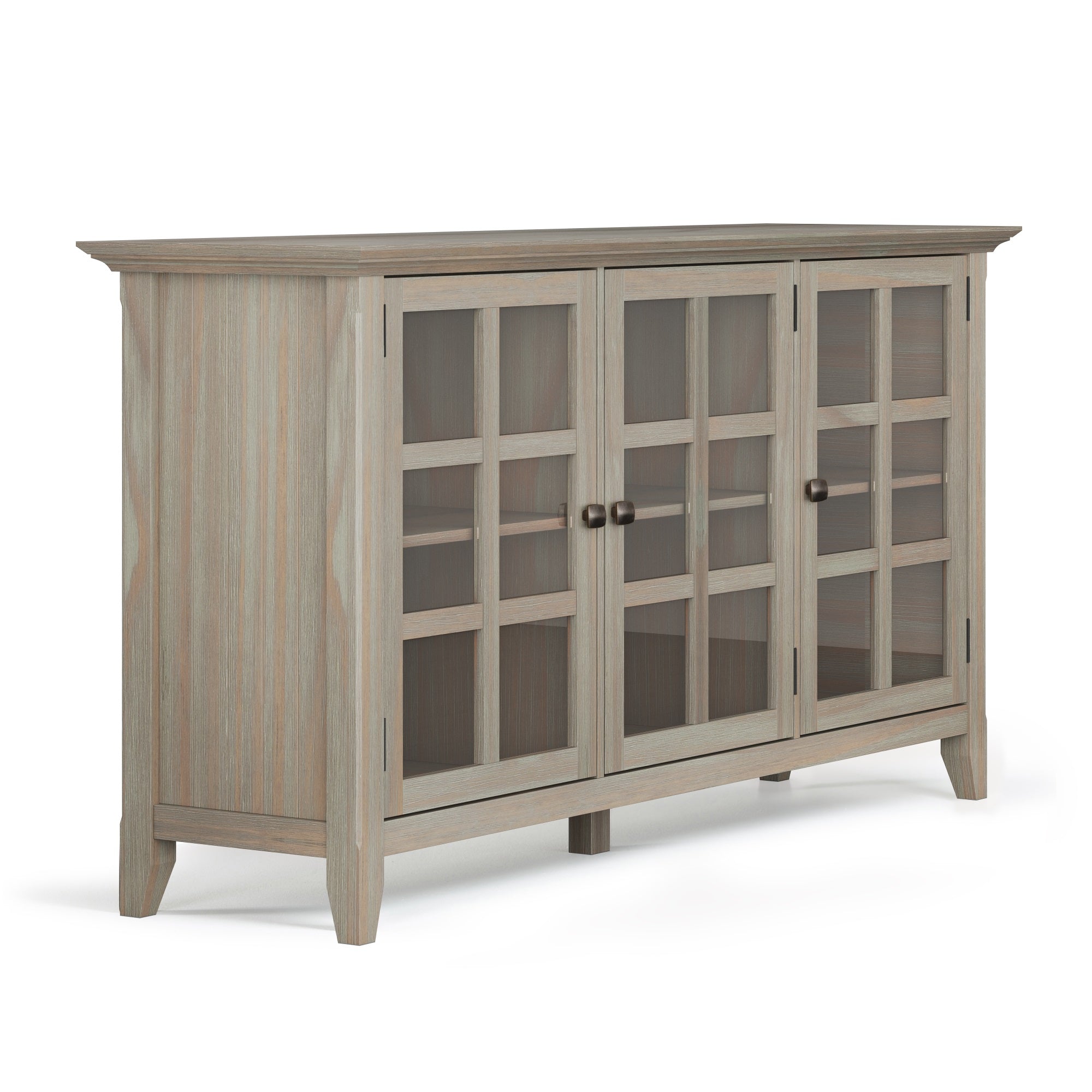 Acadian Solid Wood 62 Inch Wide Transitional Wide Storage Cabinet In Distressed Grey