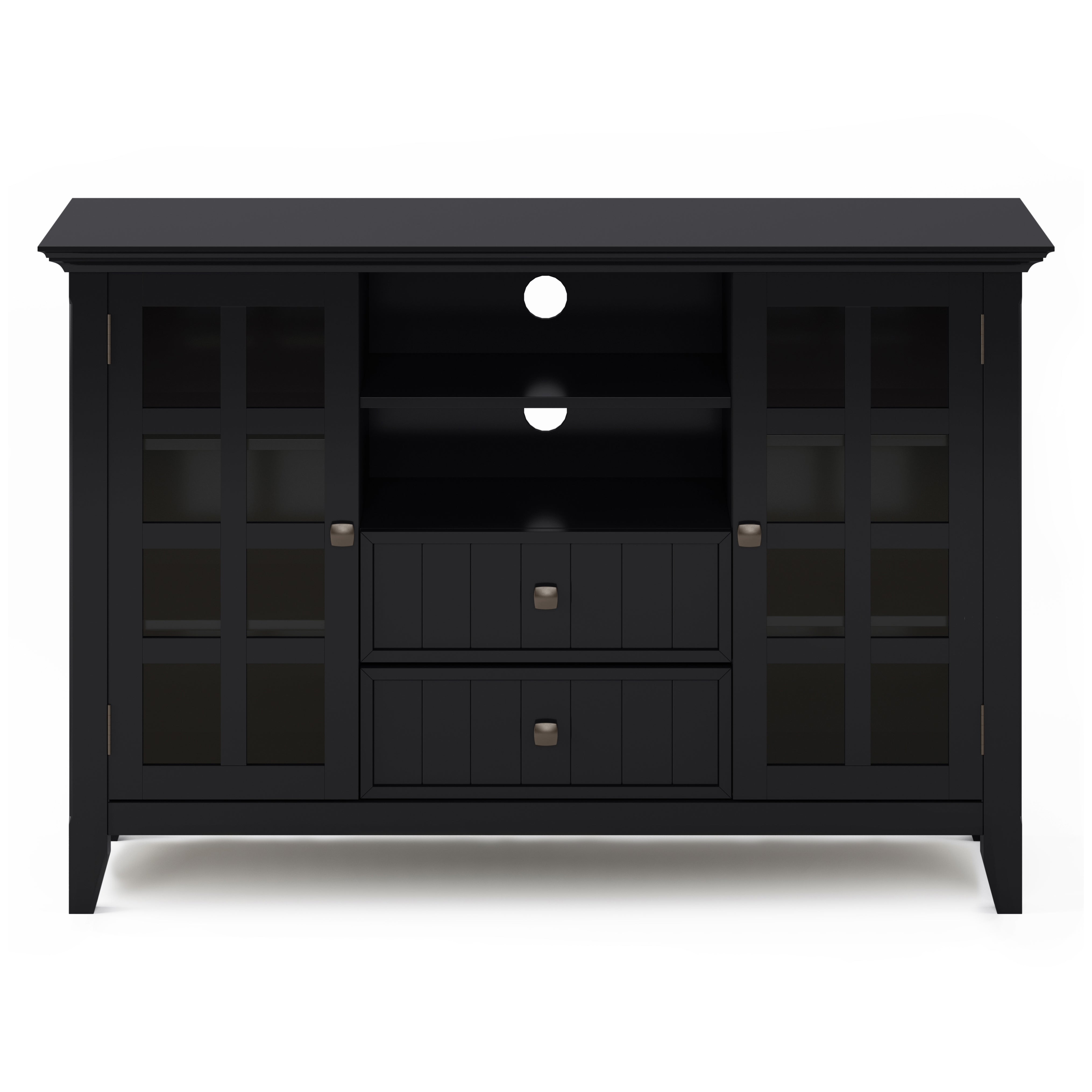 Acadian Solid Wood Tall Tv Media Stand In Black For Tvs Up To 60 Inches