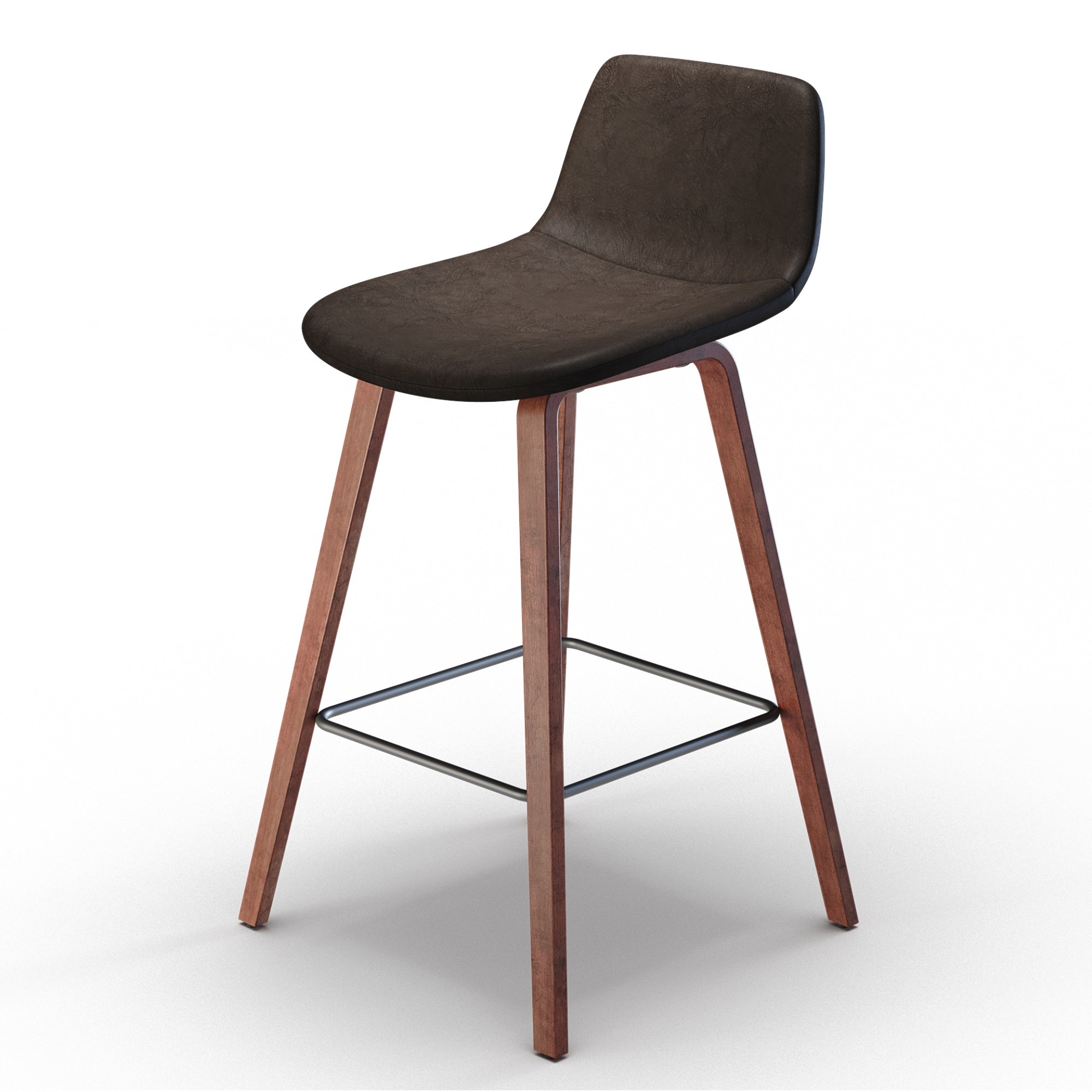 Addy Mid-Century Modern 26 Inch Counter Stool (Set Of 2) In Distressed Brown Faux Leather