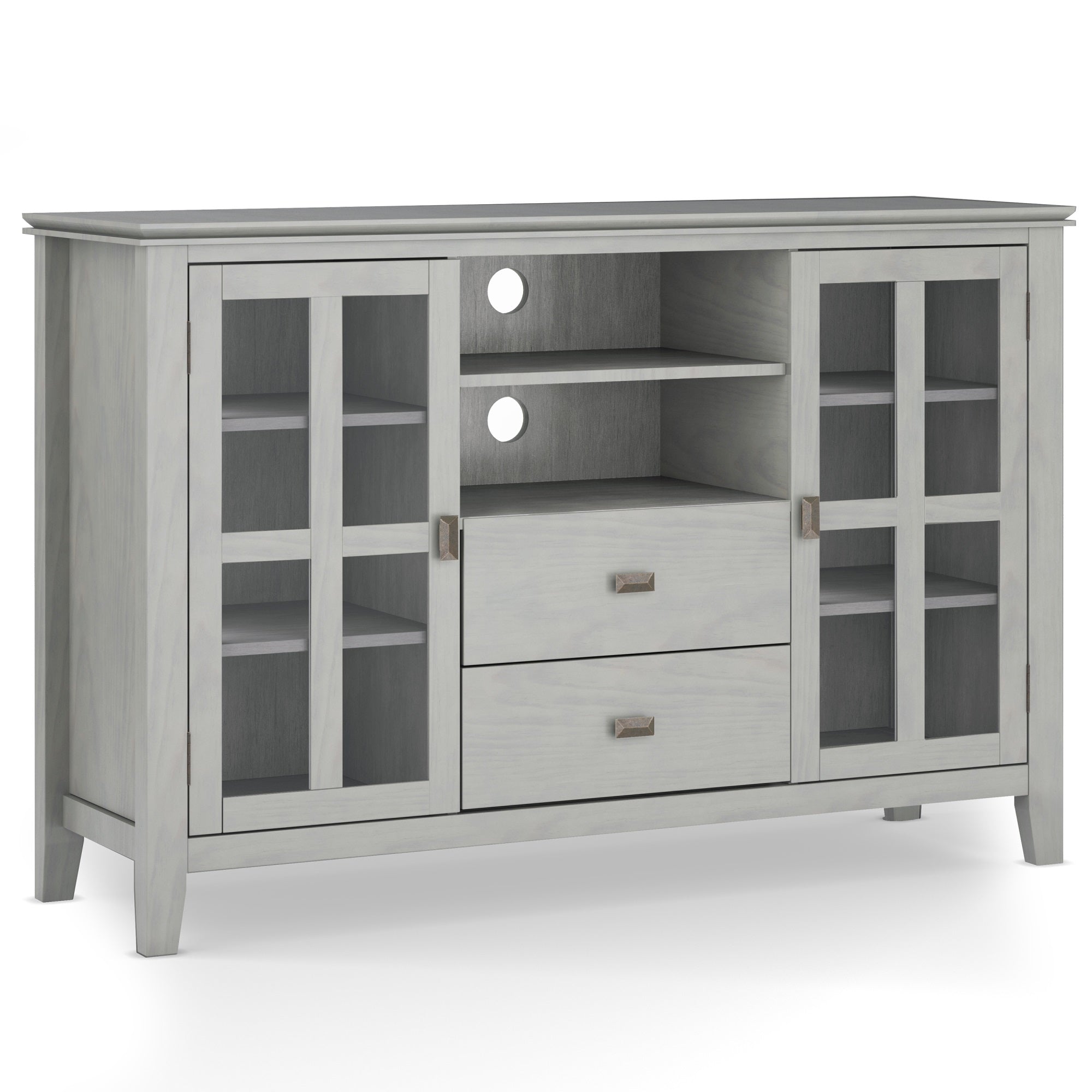 Artisan Solid Wood Tall Tv Media Stand In Fog Grey For Tvs Up To 60 Inches